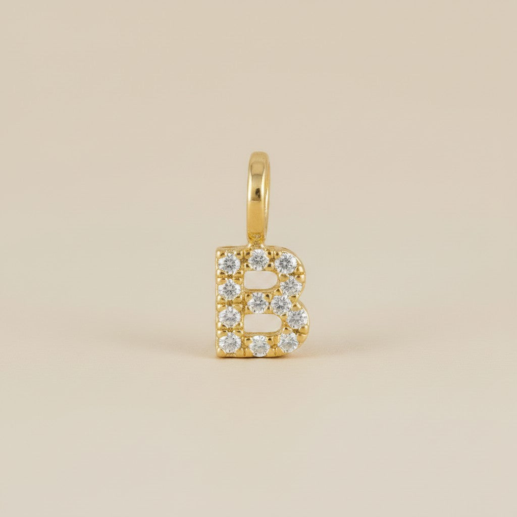 18k Gold Filled Initial Letter CZ Charm | Personalized Sparkle