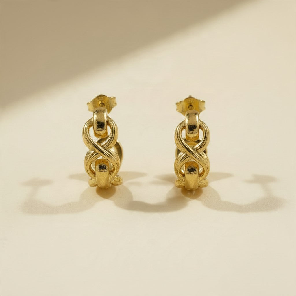 ∞ 18k Gold Filled Braided Infinity Hoop Earrings — The Figure-Eight Silhouette. Braided Texture. No Stones Needed.