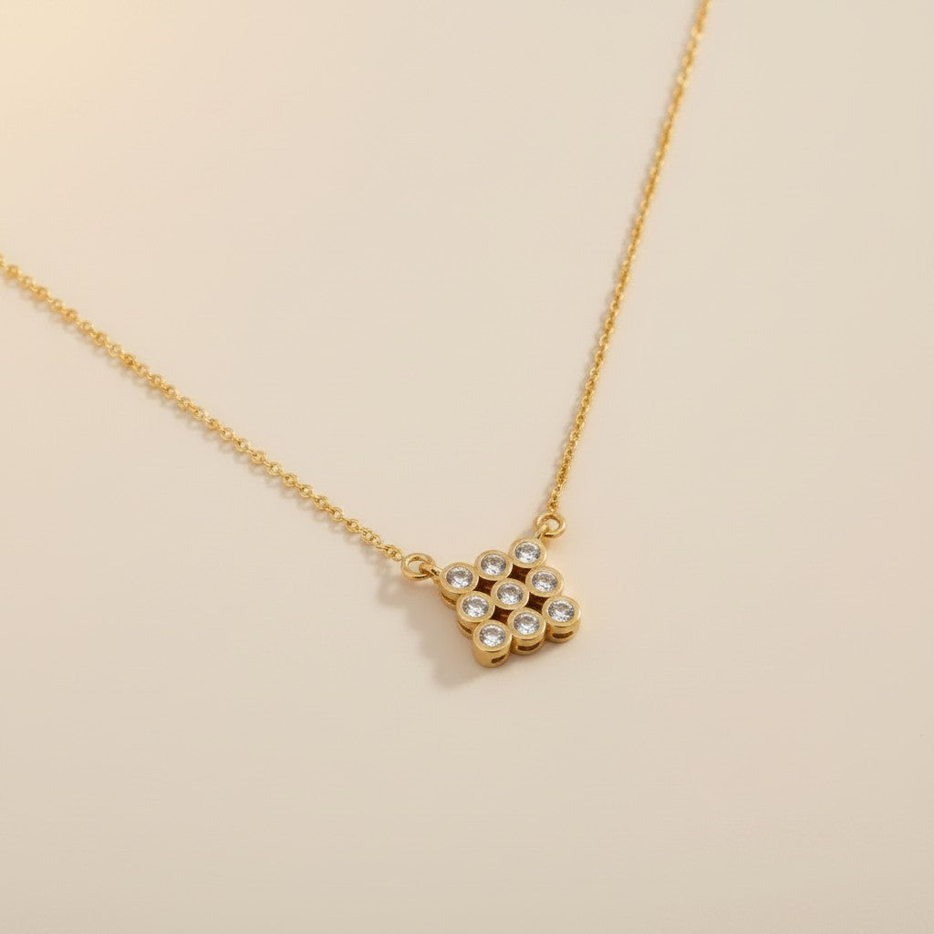 18k Gold Filled Cluster CZ Necklace | Dainty Minimalist Sparkle