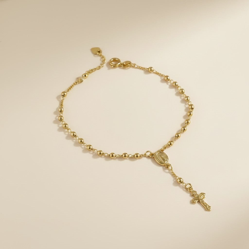 🙏 18k Gold Filled Beaded Rosary Bracelet — Faith at the Wrist. Always Close. Always Beautiful.