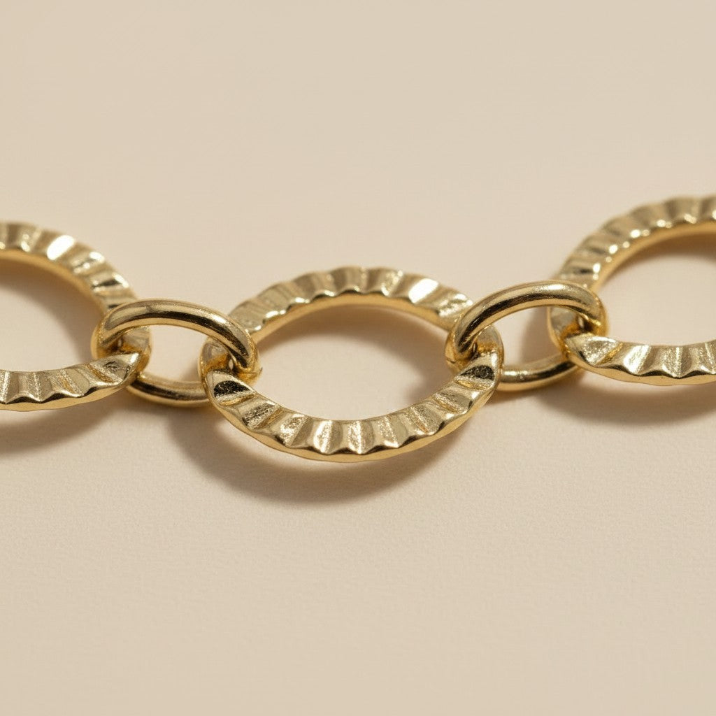 18k Gold Filled Diamond Cut Fancy Chain Bracelet