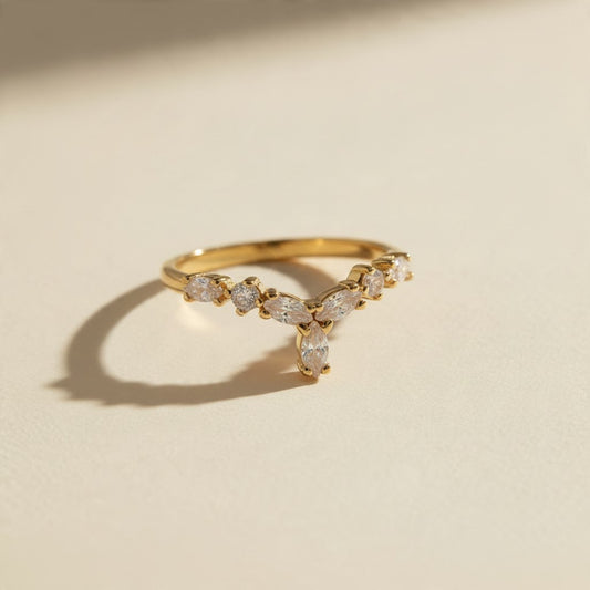 ✨ 18k Gold Filled Domed Pavé CZ Lattice Band Ring — Sculpted Profile. Lattice Sparkle. The Most Three-Dimensional Ring.