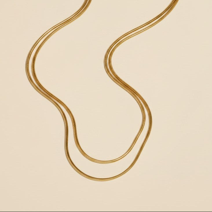 ✨ 18k Gold Filled Snake Chain Necklace — Fluid. Rounded. The Smoothest Chain at the Neckline