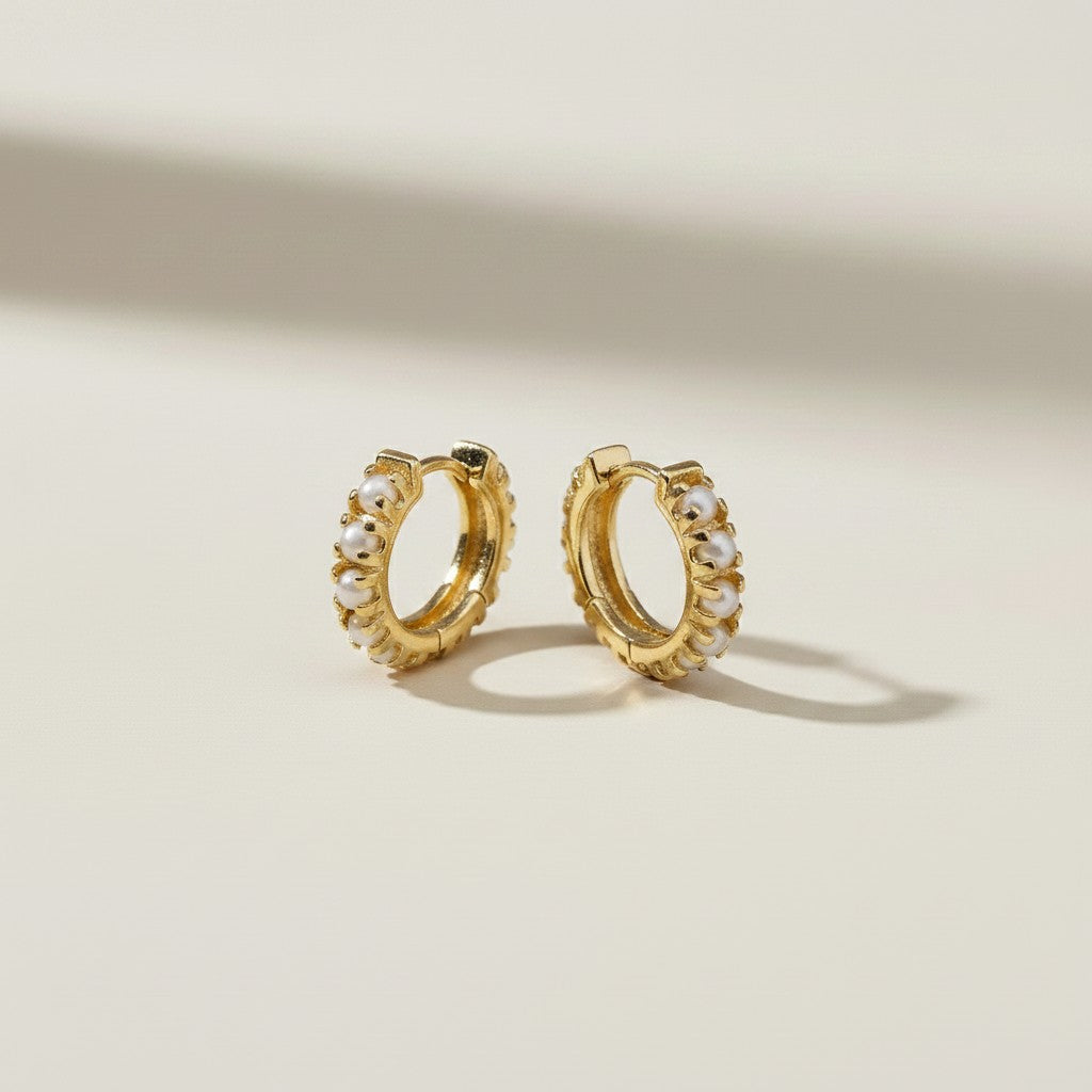 18k Gold Filled Freshwater Pearl Hoop Earrings — Nature Made It. Gold Frames It. You Wear It.
