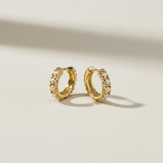 18k Gold Filled Freshwater Pearl Hoop Earrings — Nature Made It. Gold Frames It. You Wear It.