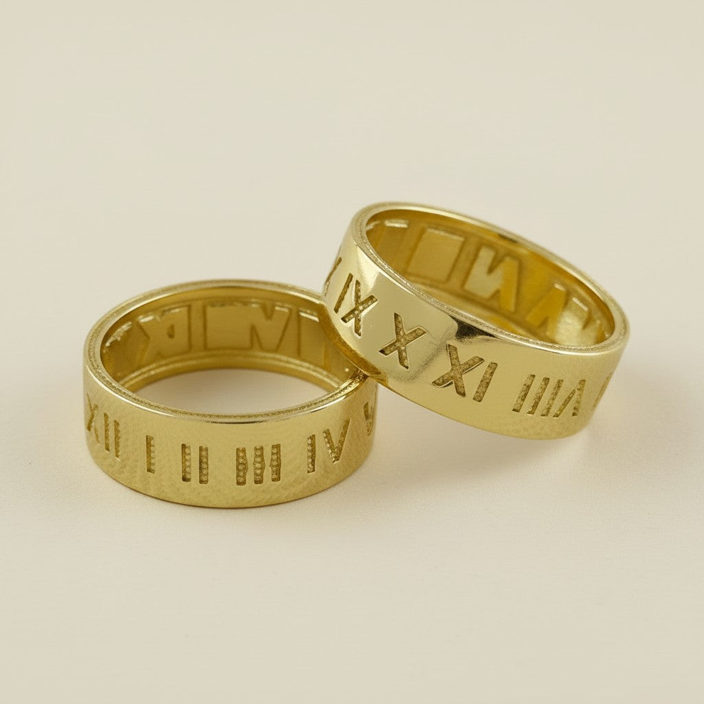 ✨ 18k Gold Filled Roman Numeral Band Ring — Ancient Numbers. Modern Band. Timeless Presence.