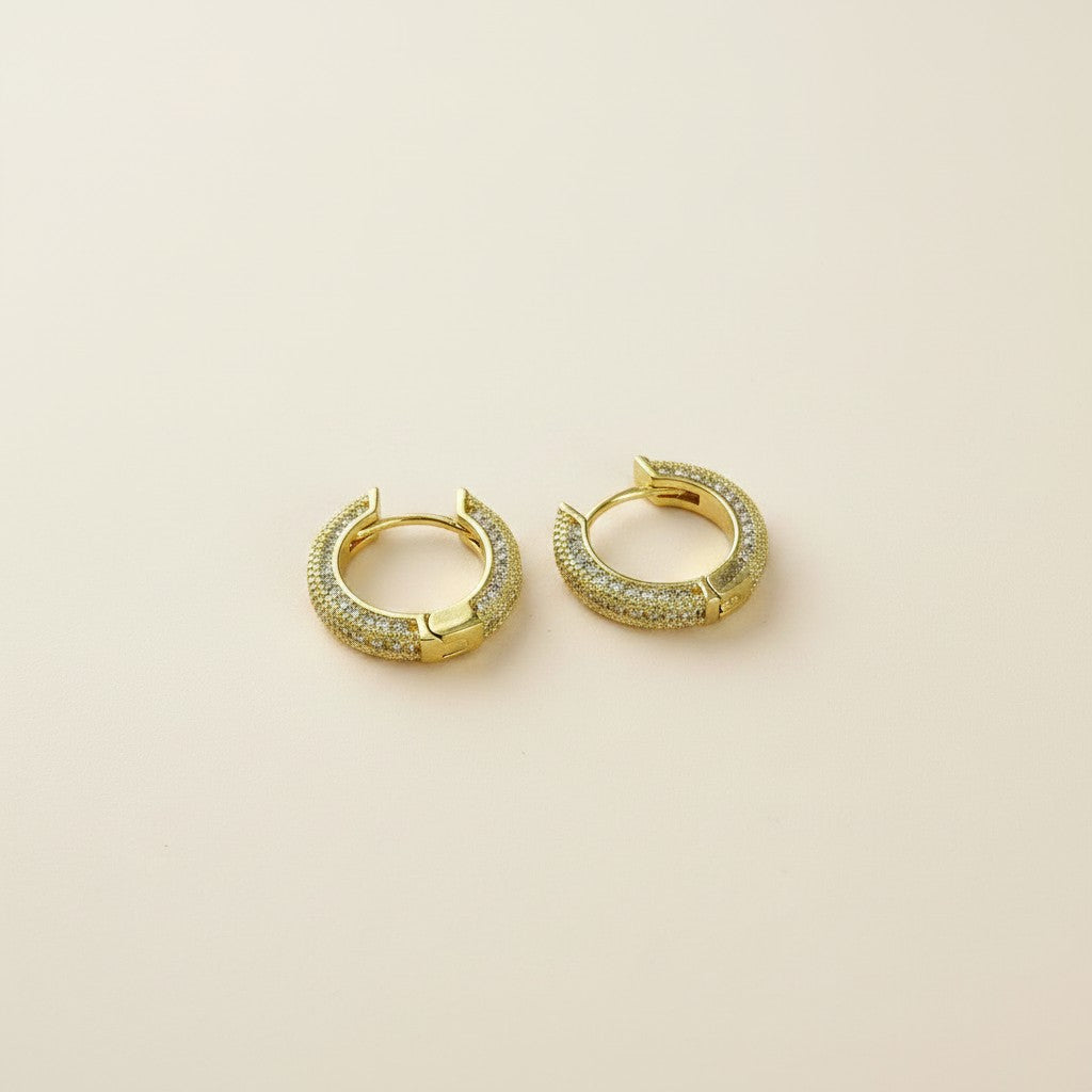 ✨ 18k Gold Filled All Around CZ Clicker Hoop Earrings — Sparkle, Uninterrupted. Three Sizes.