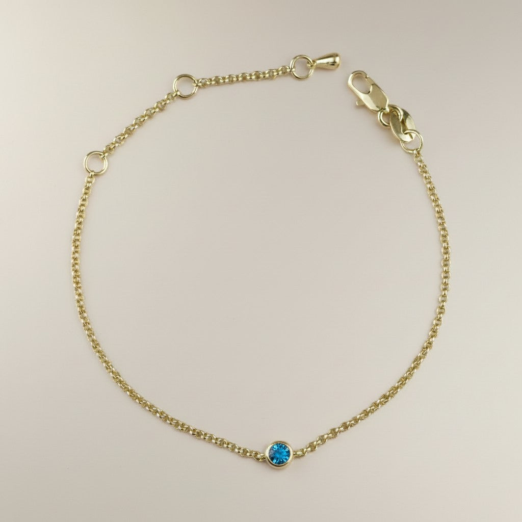 18k Gold Filled Birthstone Bezel Bracelet — Your Color. Your Month. At the Wrist. Always.