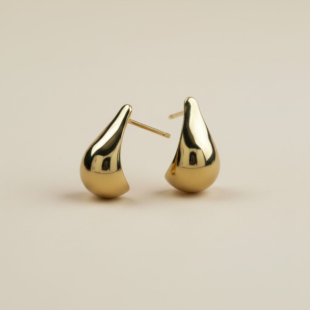 Teardrop Stud Earrings - Classic Drop Studs for Women