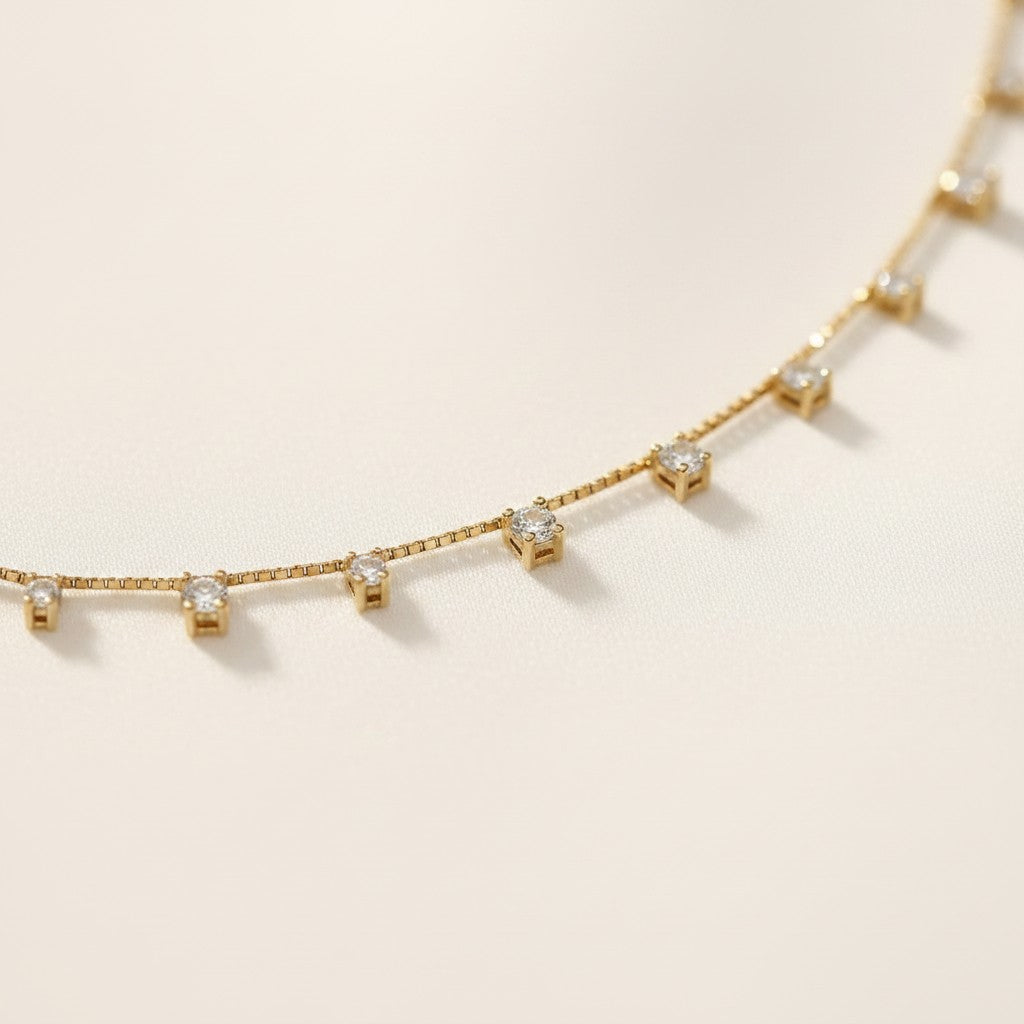 18k Gold Filled Sparkly CZ Choker Necklace | Exclusive Design