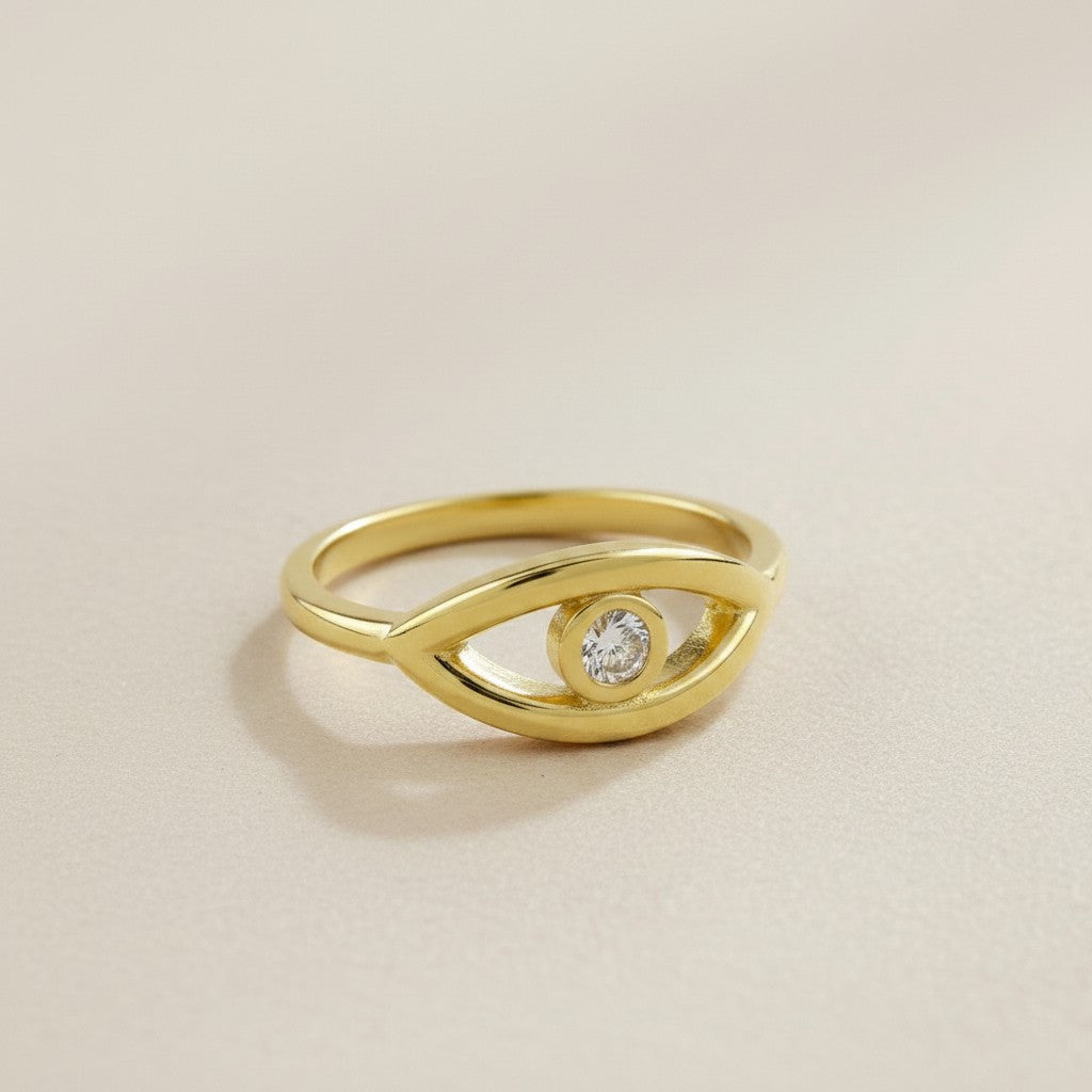 18K Gold Filled CZ Eye Ring