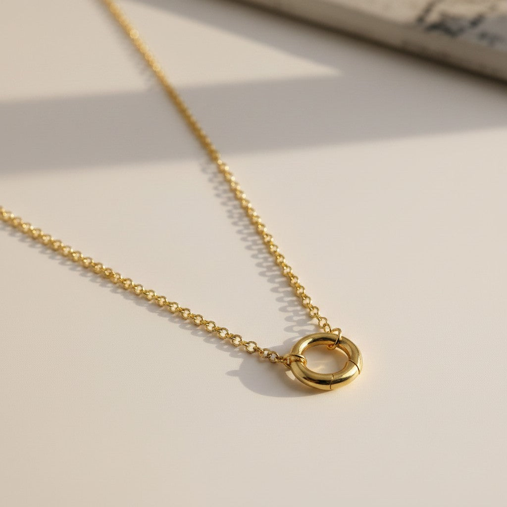 18k Gold Filled Rolo Chain Necklace with Carabiner Clasp | Layer & Personalize