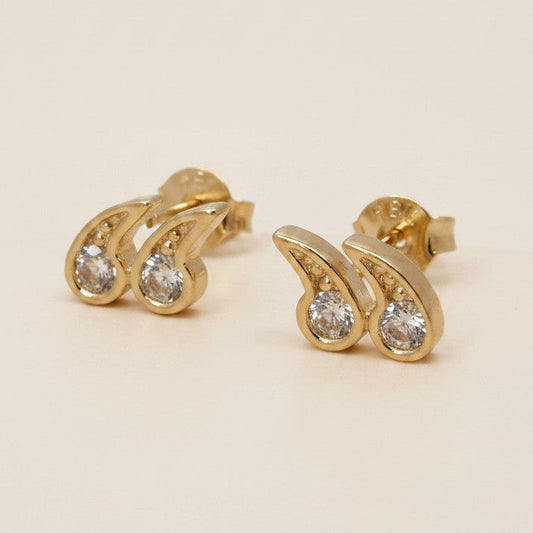 ✨ 18k Gold Filled Quotation Mark CZ Stud Earrings — Two Teardrops. One Unforgettable Shape.