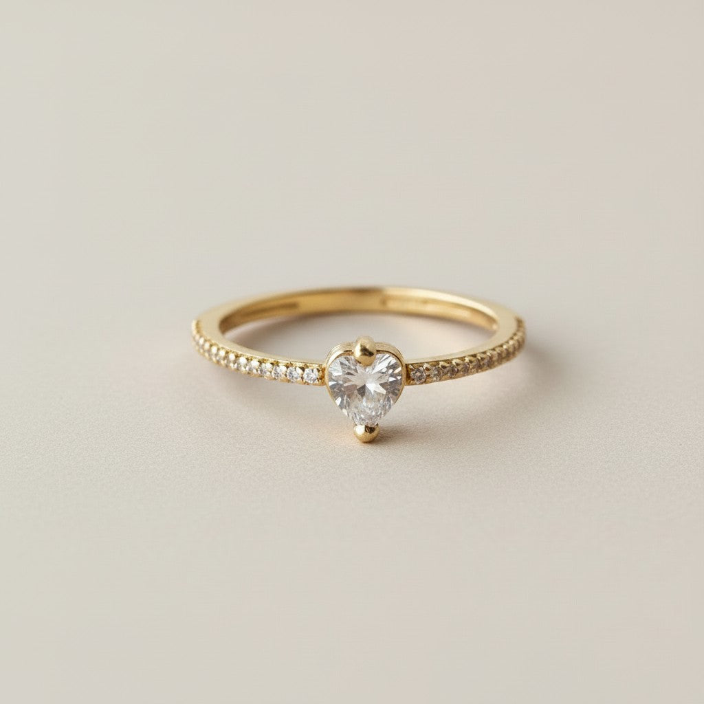 💛 18k Gold Filled CZ Border Heart Ring — Love, Traced in Light. Worn Close Always.