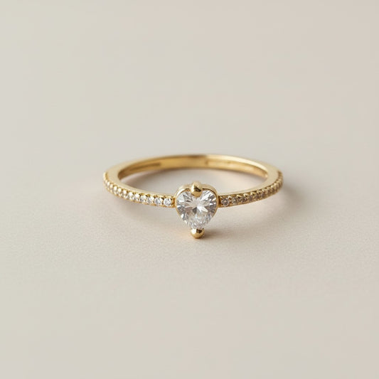 💛 18k Gold Filled CZ Border Heart Ring — Love, Traced in Light. Worn Close Always.