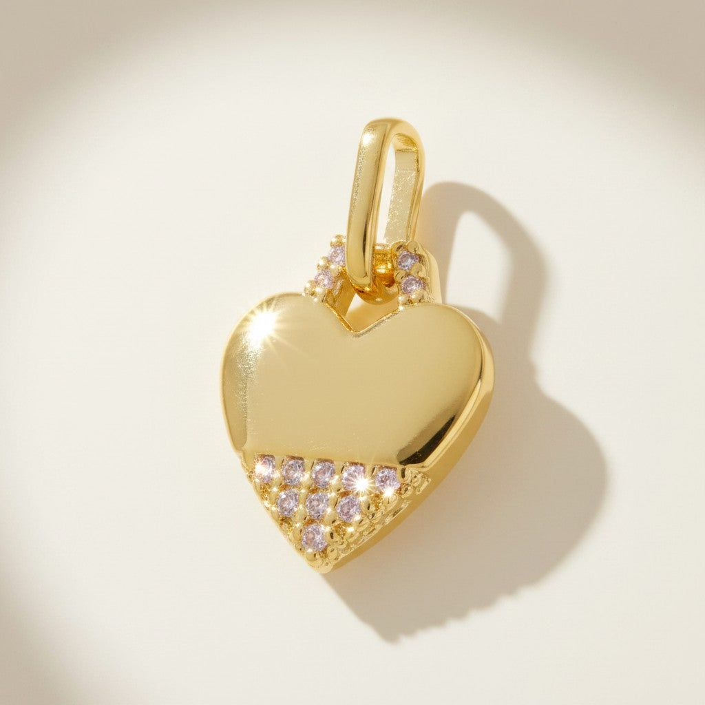 💛 18k Gold Filled Heart CZ Pendant — Warm Gold Above. Sparkling Detail Below.