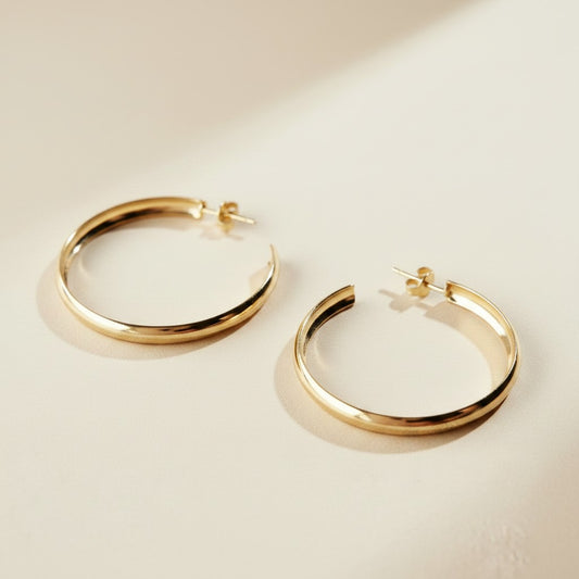 ✨ 18k Gold Filled 40mm Hollow C-Hoop Earrings — Statement Size. Hollow Build. All Day Comfort.