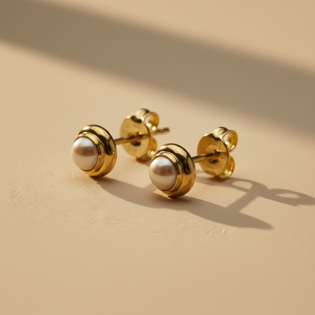 18k Gold Filled Korean Pearl Stud Earrings | Delicate Signature Style