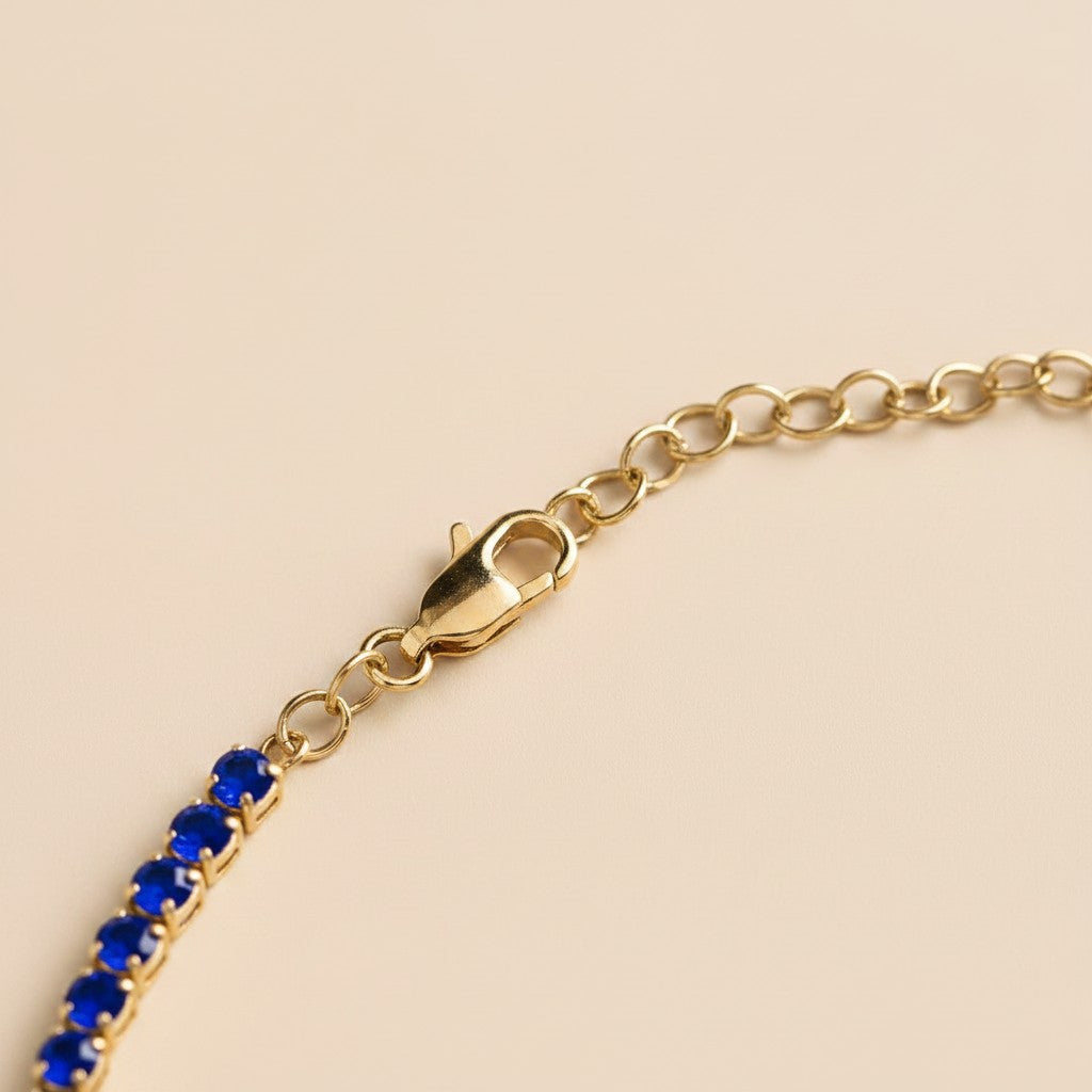 18k Gold Filled Royal Blue CZ Necklace | Seasonal Color Statement