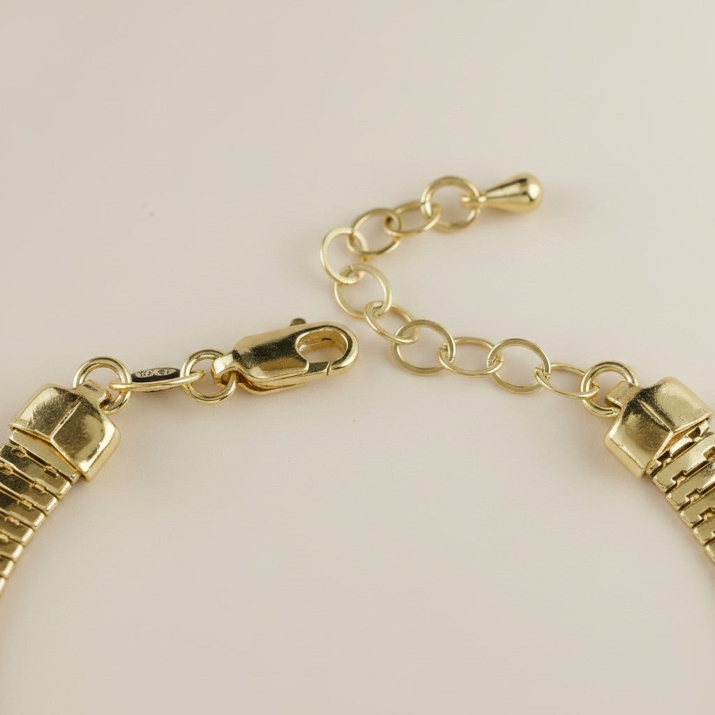 18k Gold Filled Square Snake Chain Bracelet — The Wrist That Stops Time