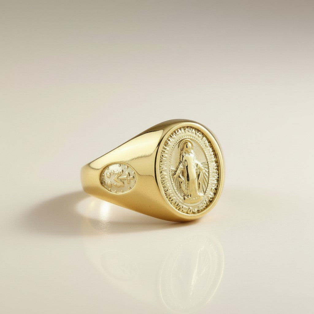 18k Gold Filled Lady Of Grace Signet Ring