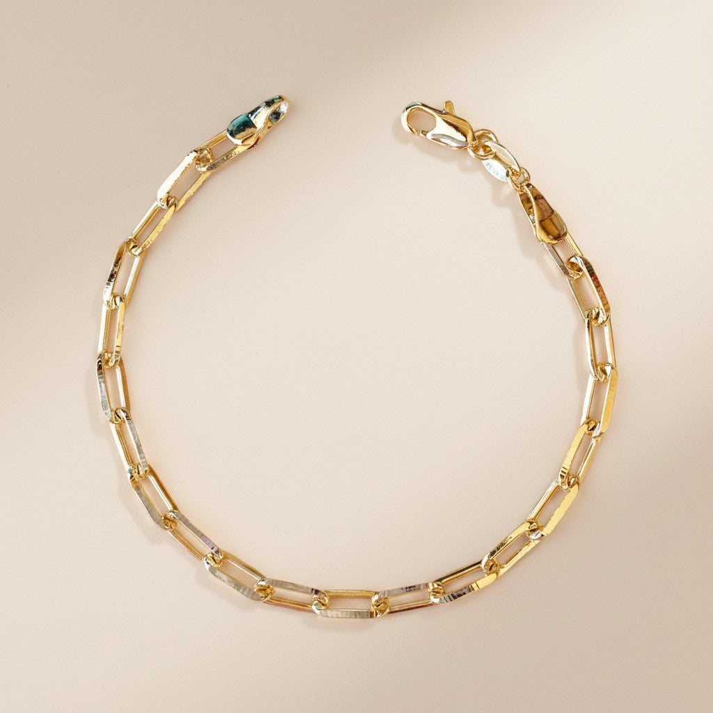 18k Gold Filled Diamond-Cut Paperclip Bracelet — The Chain You Know. A Shine You've Never Seen On It.