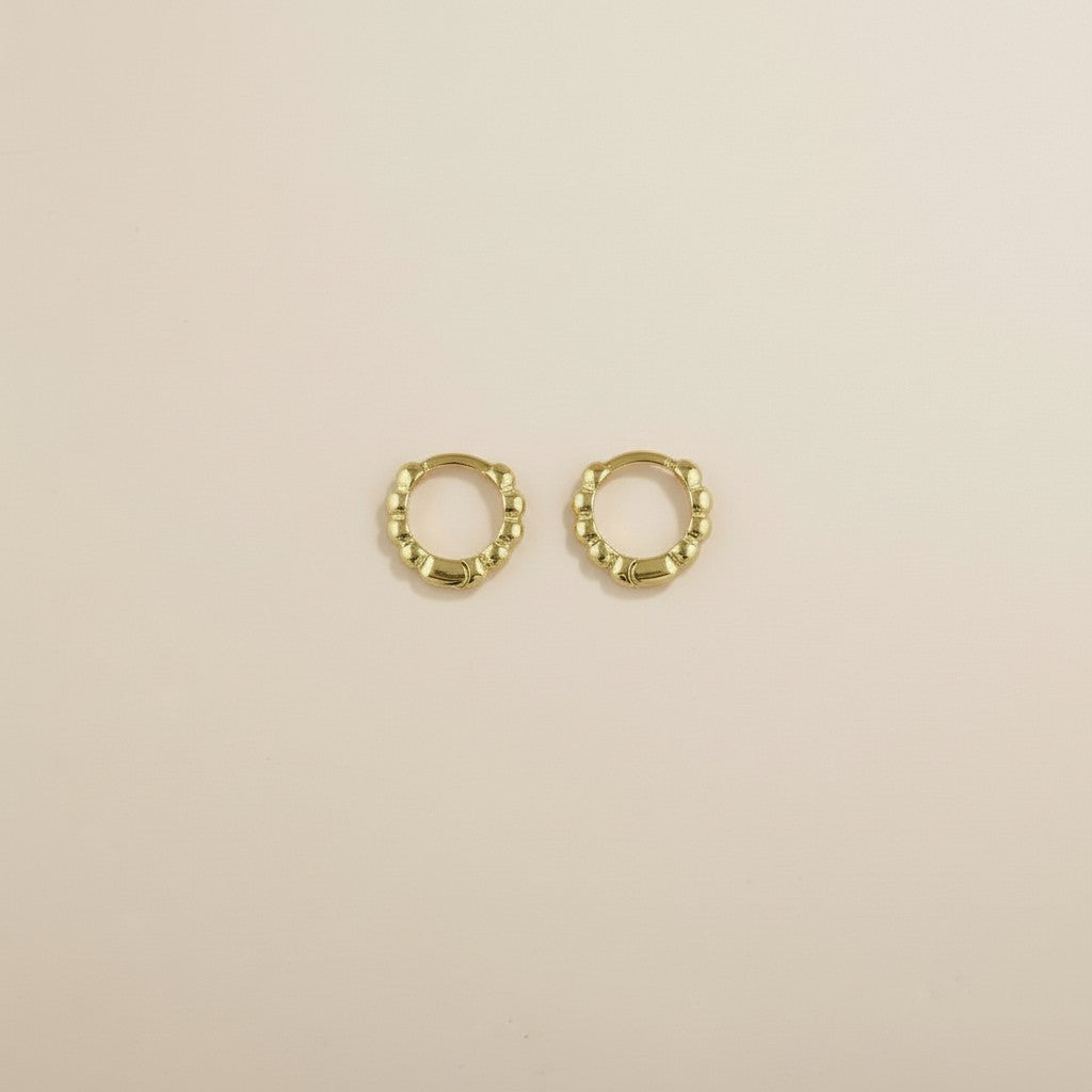 Beaded Clicker Hoop Earrings for Women - Small Gold Hoops