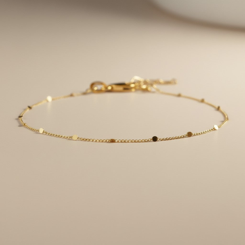 Dainty Curb Bracelet | 1mm Spaced Beaded Chain | Delicate Layering Bracelet | Minimalist Gold Bracelet