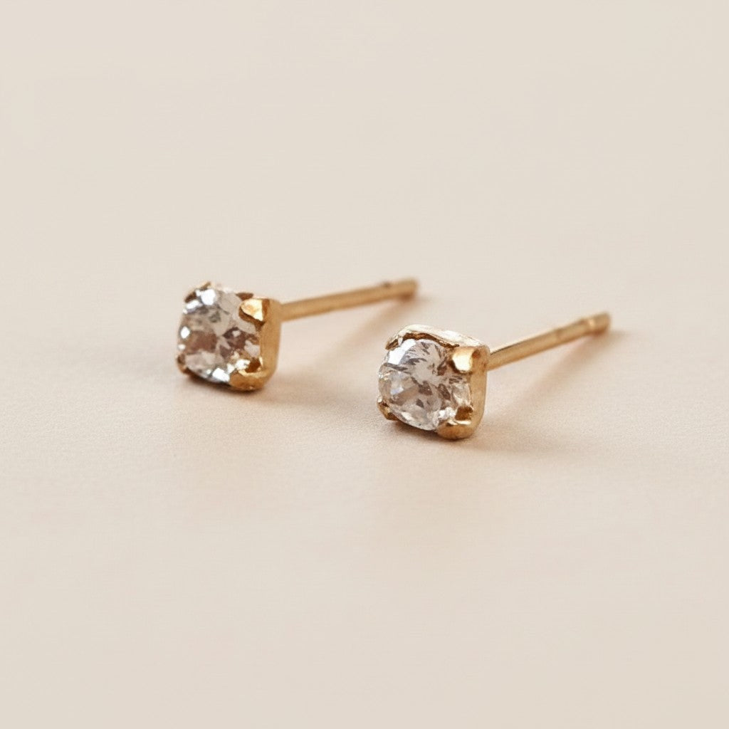 18k Gold Filled Dainty CZ Stud Earrings | Minimalist Everyday Essential