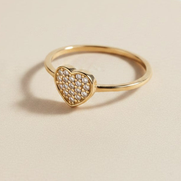 18k Gold Filled CZ Heart Ring — Love, Arranged in Stones. On the Finger. Always.