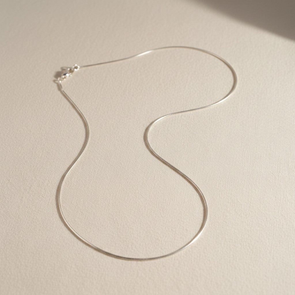 Sterling Silver Square Herringbone Chain — Liquid Light with a Geometric Edge