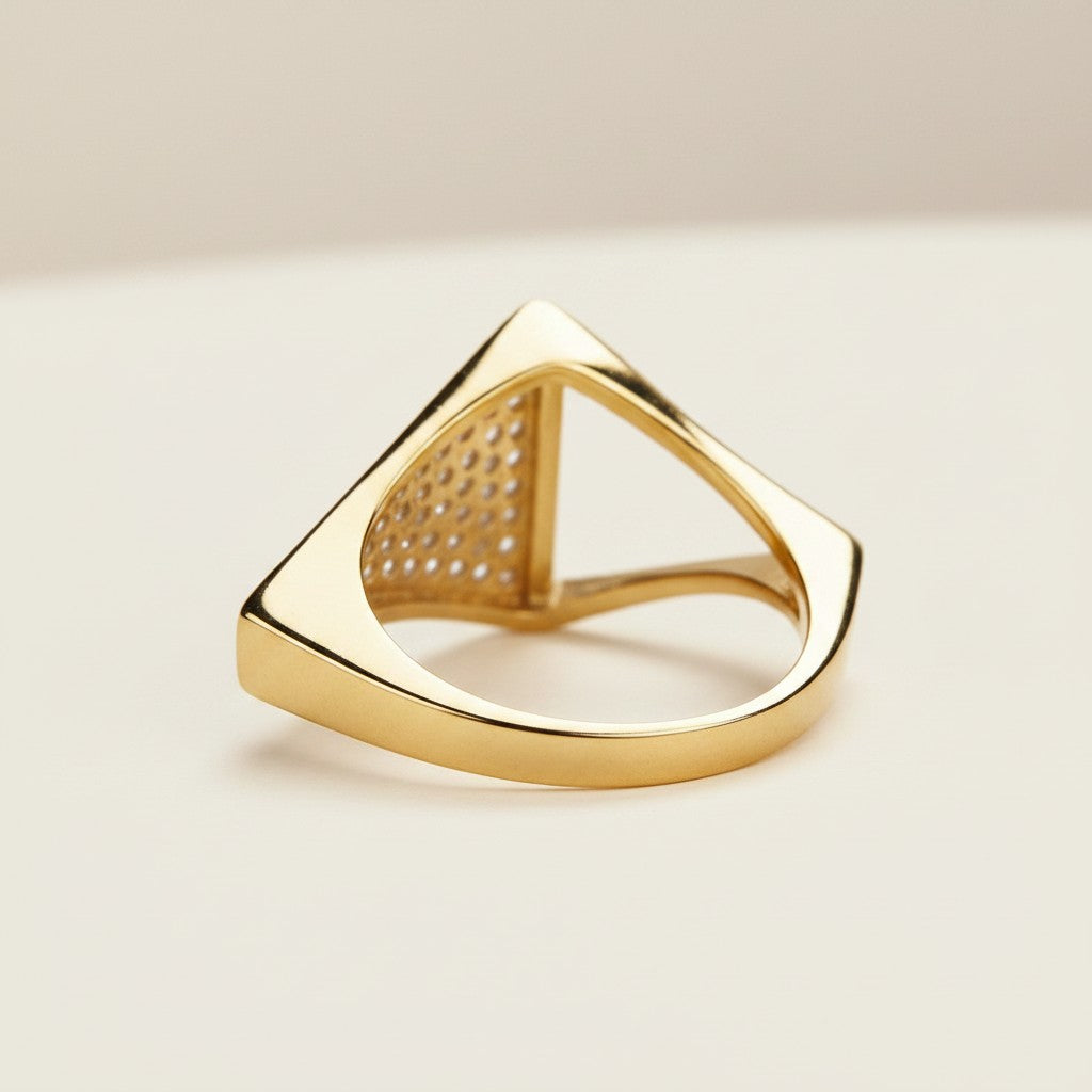 18k Gold Filled CZ Geometric Ring | Intricate Statement Style