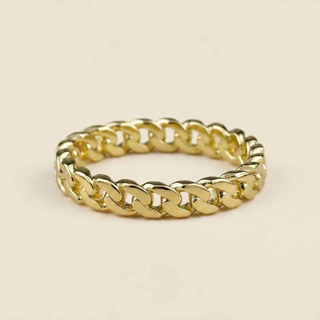18k Gold Filled Cuban Chain Ring | Sleek & Sophisticated