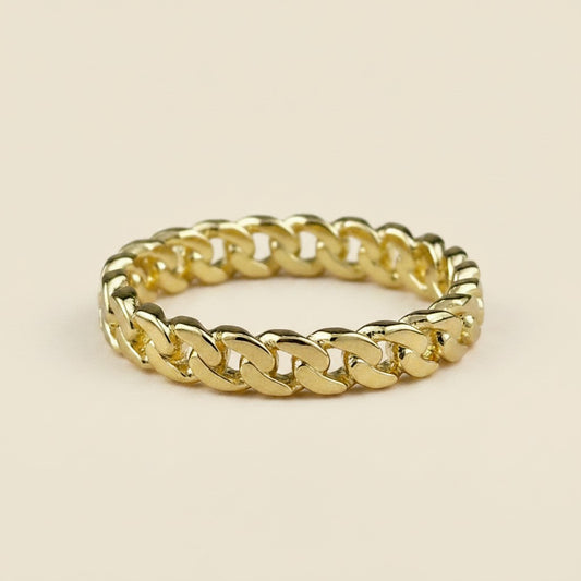 18k Gold Filled Cuban Chain Ring | Sleek & Sophisticated