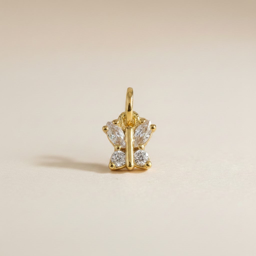 18k Gold Filled CZ Butterfly Charm — Transformation. Renewal. Worn in Gold.