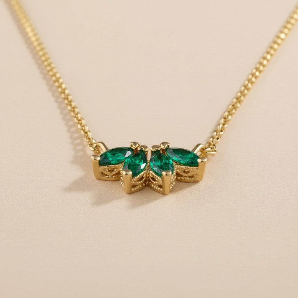 18k Gold Filled CZ Lotus Necklace