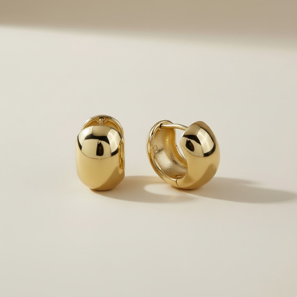 18k Gold Filled Small Chunky Clicker Hoop Earrings