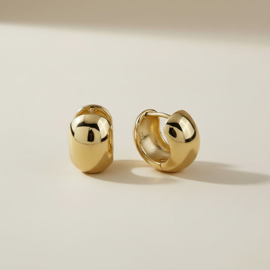 18k Gold Filled Small Chunky Clicker Hoop Earrings