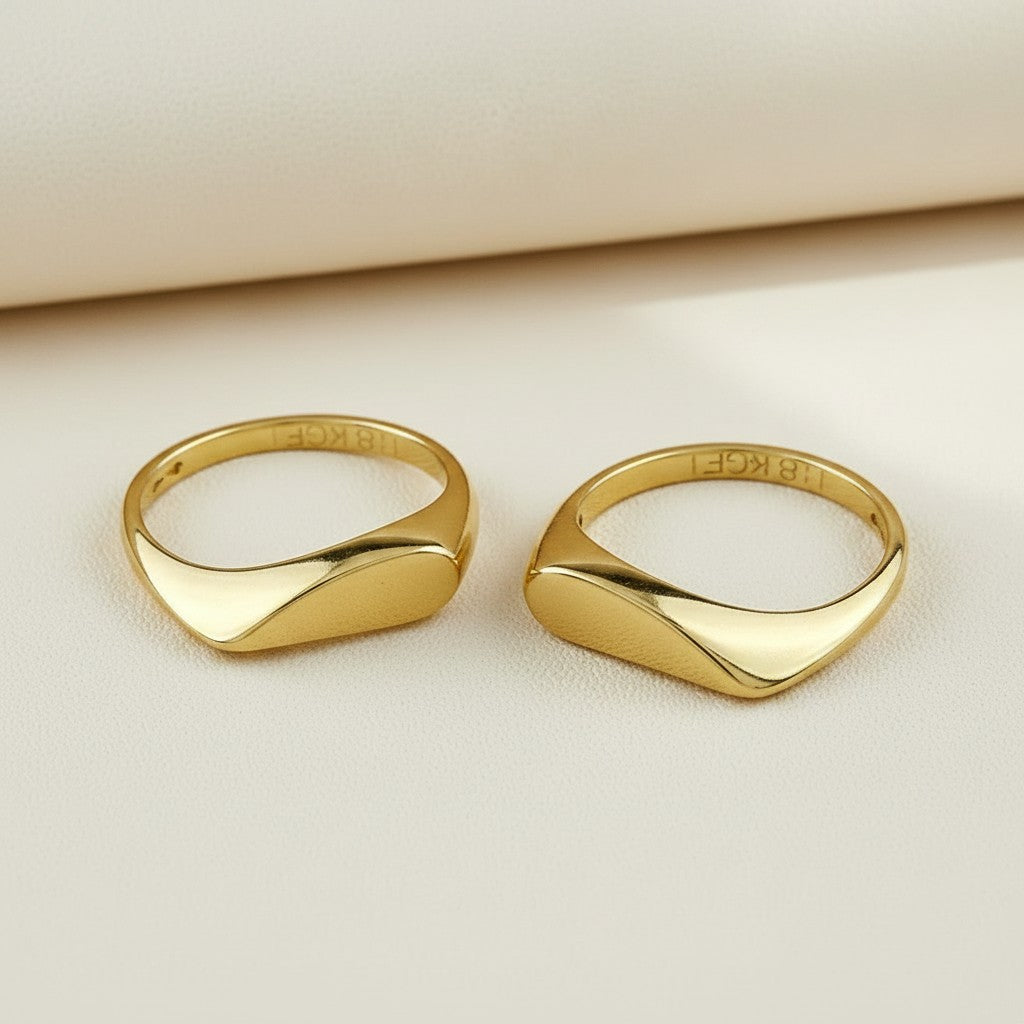 💛 18k Gold Filled Polished Heart Double Ring — Two Bands. One Heart. The Ring That Reveals Itself.