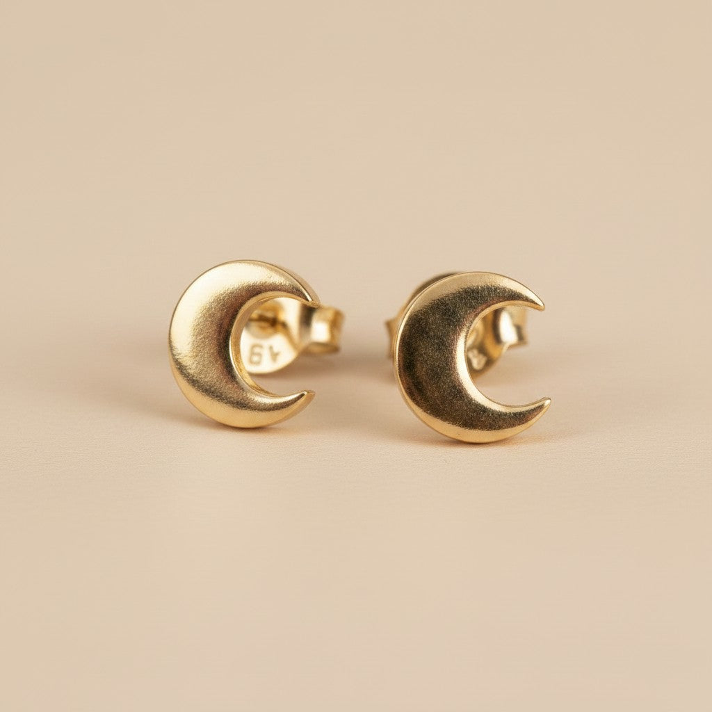 Mini Crescent Moon Stud Earrings