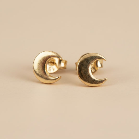 Mini Crescent Moon Stud Earrings