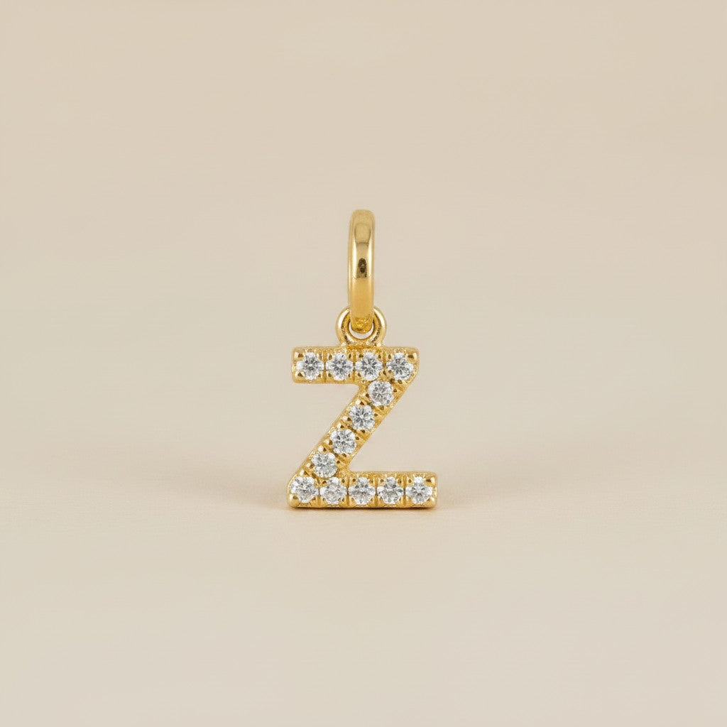 18k Gold Filled Initial Letter CZ Charm | Personalized Sparkle
