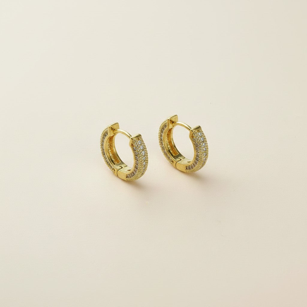 ✨ 18k Gold Filled All Around CZ Clicker Hoop Earrings — Sparkle, Uninterrupted. Three Sizes.