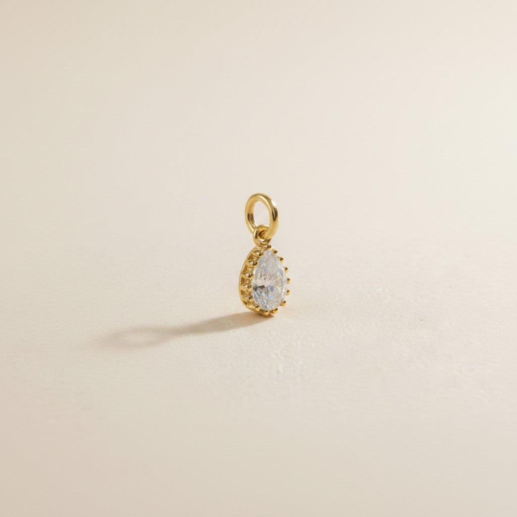 18k Gold Filled Pear CZ Scalloped Charm — The Vintage Detail That Elevates Everything It Joins