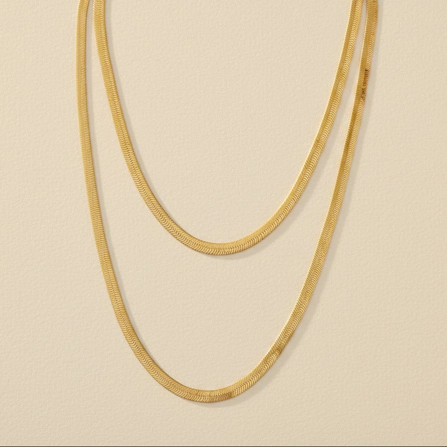 18k Gold Filled 6mm Herringbone Chain Necklace | Classic Fashion Statement