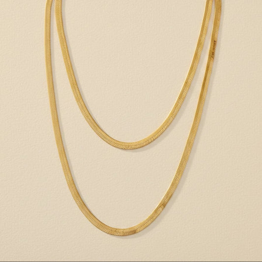 18k Gold Filled 6mm Herringbone Chain Necklace | Classic Fashion Statement