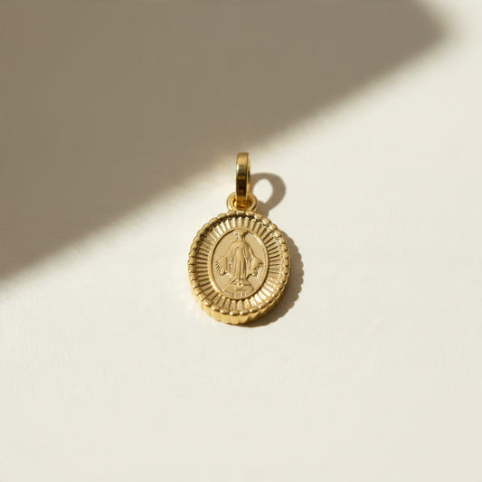 🕊️ 18k Gold Filled Our Lady of Grace Medal Pendant — Engraved Detail. Scalloped Border. A Devotional Piece Made to Be Worn Daily.