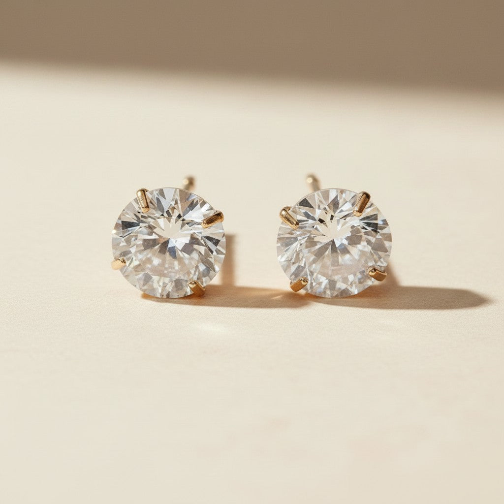 ✨ 14k Solid Gold CZ Stud Earrings — 7A Stone. Real Gold. The Only Stud That Needs No Introduction