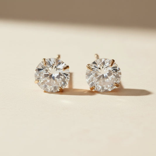 ✨ 14k Solid Gold CZ Stud Earrings — 7A Stone. Real Gold. The Only Stud That Needs No Introduction
