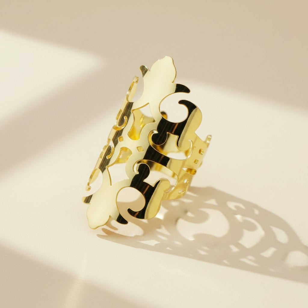 18k Gold Filled Barroco Ring | Adjustable Baroque-Inspired Elegance